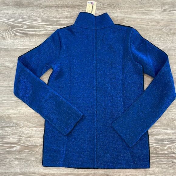 GOLDEN GOOSE Neon Blue Diana Lurex Neoprene Top Size XS Mock Neck Sweatshirt - Picture 11 of 11